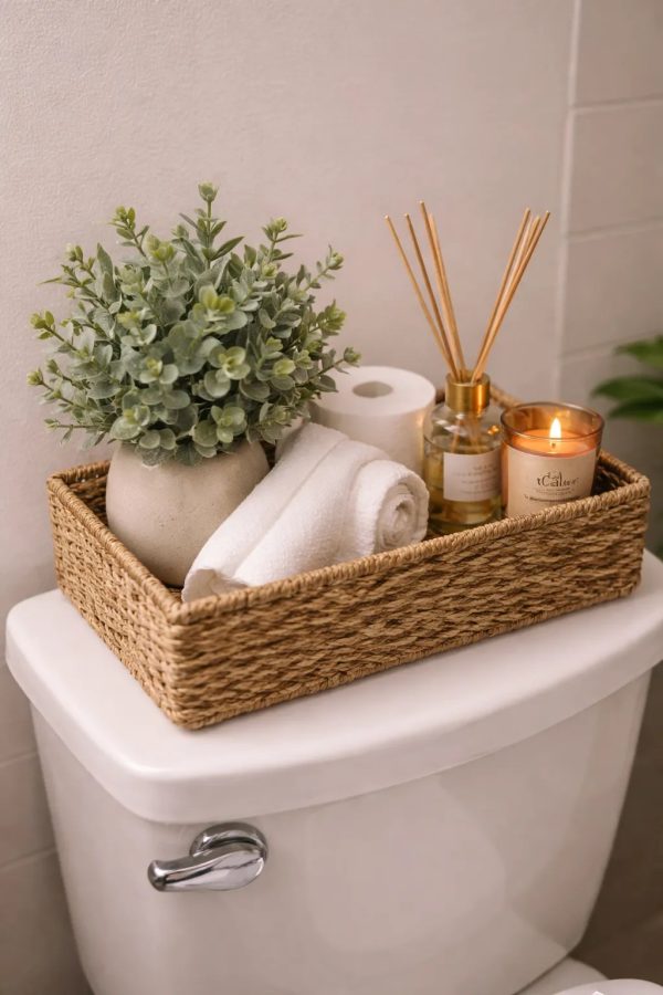 Minimalist Bathroom Decor Ideas | Cozy Spa-Like Toilet Top Styling for Small Spaces