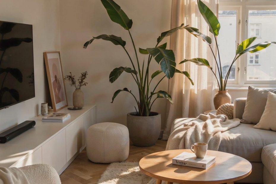 Neutral Minimalist Small Living Room Ideas | Open Concept Dining Combo | Modern Decor