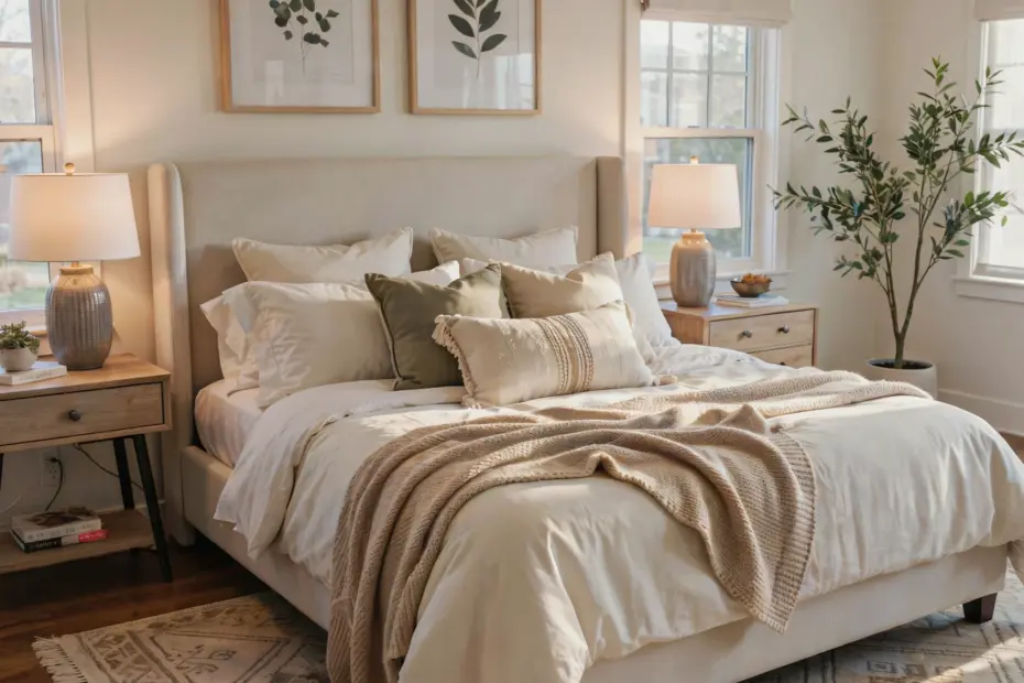 Belgian Linen Throw Blanket Styling | Layered Bedroom Decor for Cozy Nights | Bed Throw Ideas