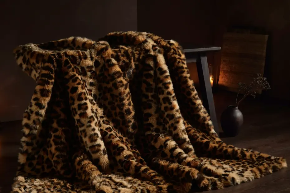 Leopard Print Throw Blanket | Soft Faux Fur Cozy Decor | 60x90 Couch Blanket