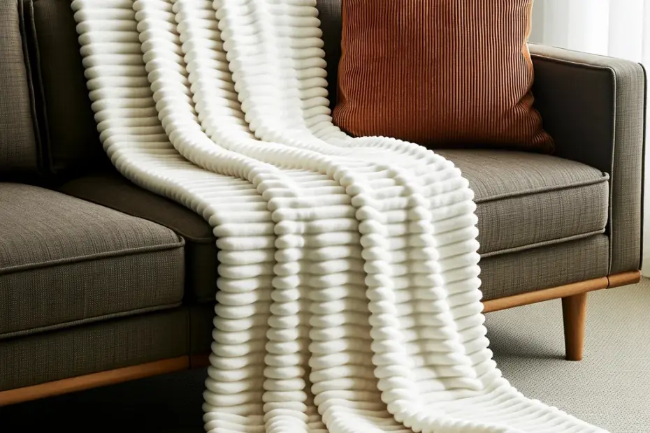 Hand Knitted Merino Wool Chunky Throw Blanket | Cozy Ivory White Décor for Living Room | Warm & Soft