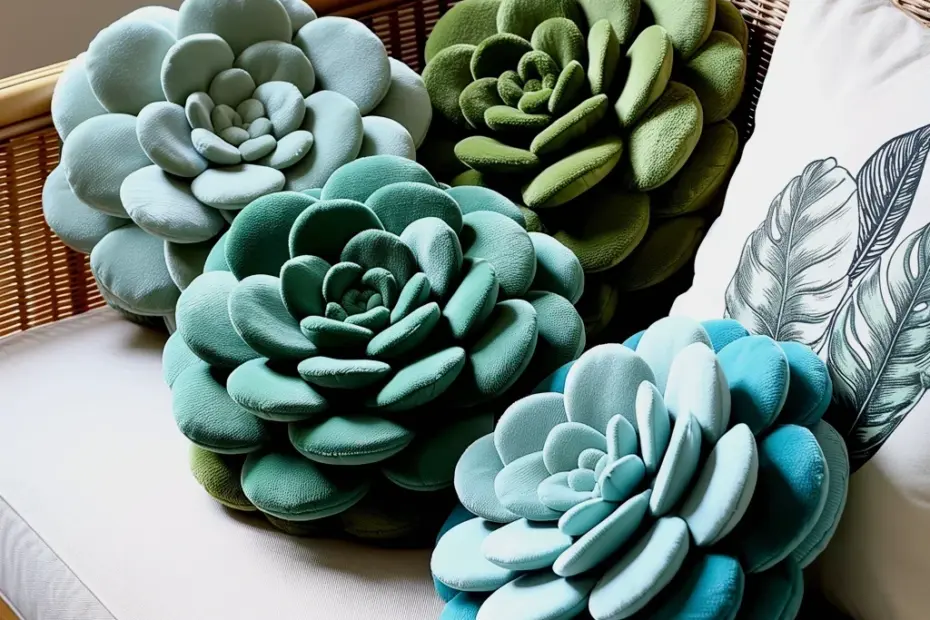 Succulent Throw Pillows in Sage, Teal & Forest Green | Cozy Living Room Accents